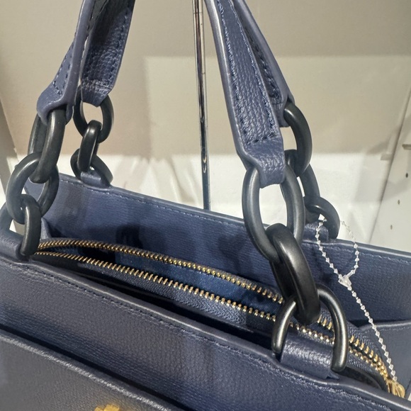 Tory Burch Dark Blue Shoulder Bag with Gold Logo - Picture 3 of 5